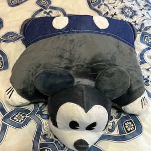 Pillow Pets Disney, Denim Mickey Mouse,16" Stuffed Animal Plush Gray, blue pants